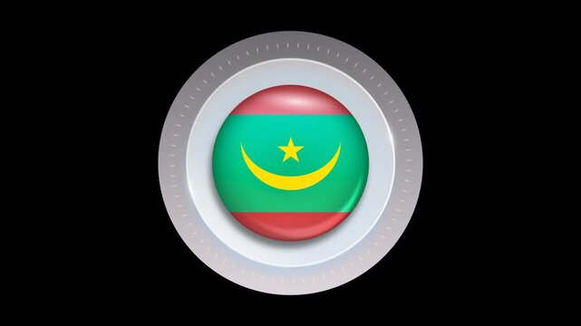 Mauritania flag 3D round glossy realistic national symbol travel concept