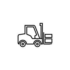 Naklejka premium The illustration depicts a forklift in a warehouse environment.