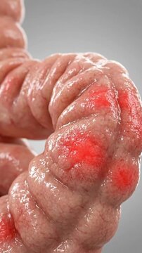 Irritable bowel syndrome ibs gut dysfunction with colon and intestine inflammation concept showing abdominal pain close up 3d illustration of inflamed intestine digestive health medical anatomy