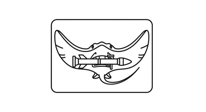 Stingray with Missile Icon: Marine Warfare Concept, Underwater Attack Symbol
