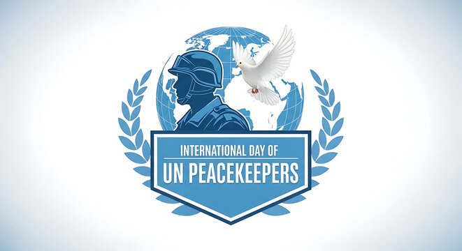 International day of un peacekeepers logo with blue and white colors