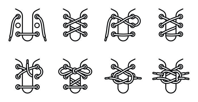 Shoelaces knotting set how to tie shoe laces steps sneakers casual shoes lacing methods