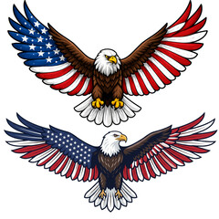 Fototapeta premium Bald eagle with american flag pattern