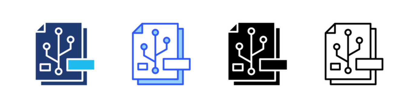 Git Multiple Style Icon Set Collection Pack Web Banner Vector 