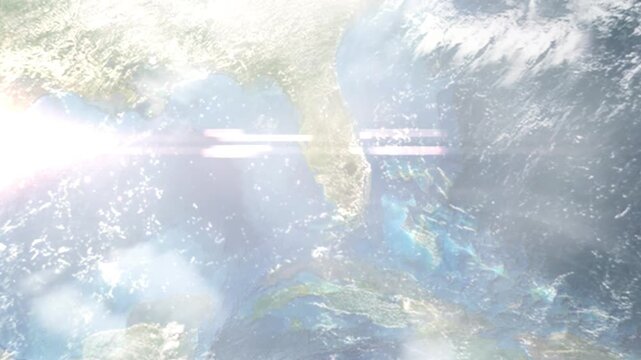Earth zoom in from space and focus on Cape Coral, Florida, USA. Background for travel intro or blog. Satellite view. 3D style Animation. Images from NASA.