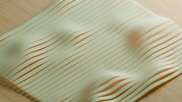 Abstract flowing layers forming smooth waveform patterns, created using procedural techniques in Blender. Clean minimal aesthetic with soft lighting, rendered in crisp 4K resolution.