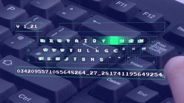 User hand tapping keys, starting overlay, showing green blocks, adding nums, filling bar for data