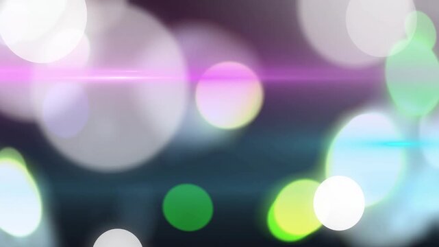Edge lights appearing, bokeh orbs shifting, magenta streak glowing, creating depth for design