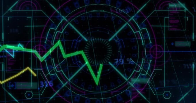 Reticle pulsing at startup, green trace entering, oscillating through center, showing live data