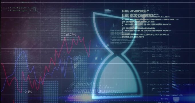 Data spike sparking hourglass on HUD splitting reforming while rod probing chart, showing shifts