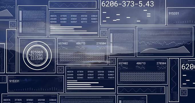 HUD receiving data feed, populating panels over coastal seascape, cycling gauges for marine ops