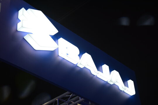 Bajaj booth sign at the 20th Inside Racing Bike Fest in Pasay, Philippines