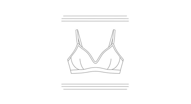 Clean vector outline of a modern comfortable women's bralette or light support bra design for