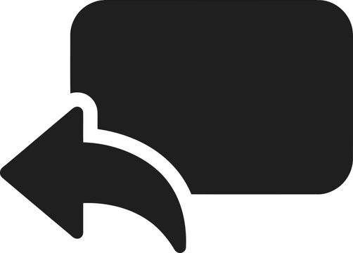 Reply or undo action icon with curved left arrow and rounded rectangle shape