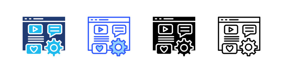 Fototapeta premium Content Management Multiple Style Icon Set Collection Pack Web Banner Vector 