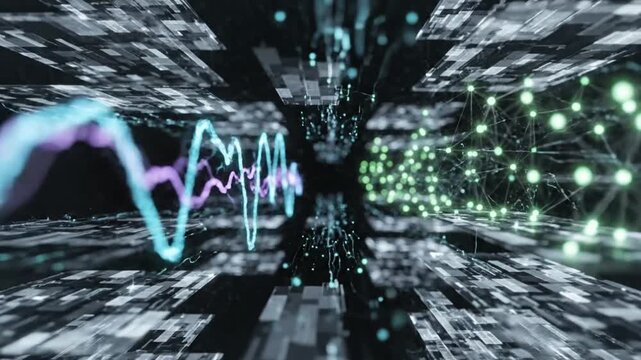 Conceptual loader orchestrating high-speed digital data transfer within a vast, intricate technological network architecture