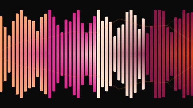 Colorful sound wave pattern on black background, audio waveform
