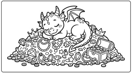 A dragon sleeping on treasure hoard. © Suro