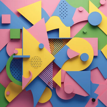 Colorful geometric shapes art design 1.