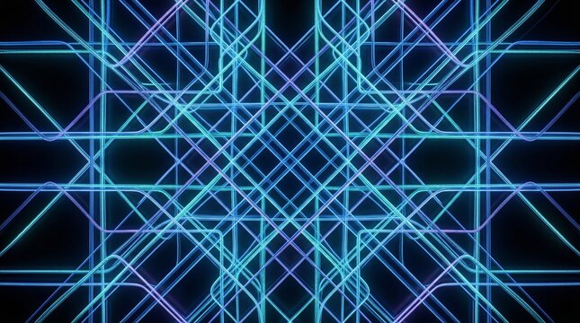 Blue Data Flow Lines Creating Futuristic Wave Pattern