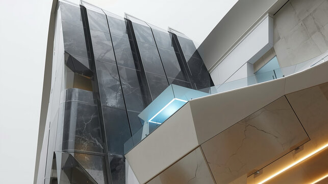 Skybridge Glass Spine, AeroCourtyard Vector Stair, Silver Arc Facade Flow Prism Ramp Atrium Modern Colossus Corridor Lightwell Angular Portal Architectural Halo Passage Sleek Edge Signal Walk Minimal