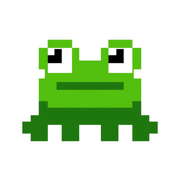 Pixel Art Frog - Retro Gaming 8-Bit Graphics Cartoon Character with Nostalgic Gaming and 90s Aesthetics in Fun Design