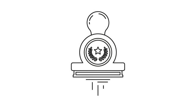 Official quality assurance rubber stamp with star and laurel wreath minimalist line art graphic