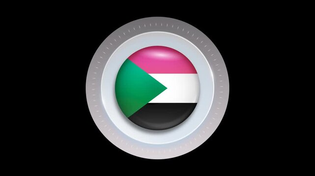 Sudan flag 3D round glossy realistic national symbol travel concept