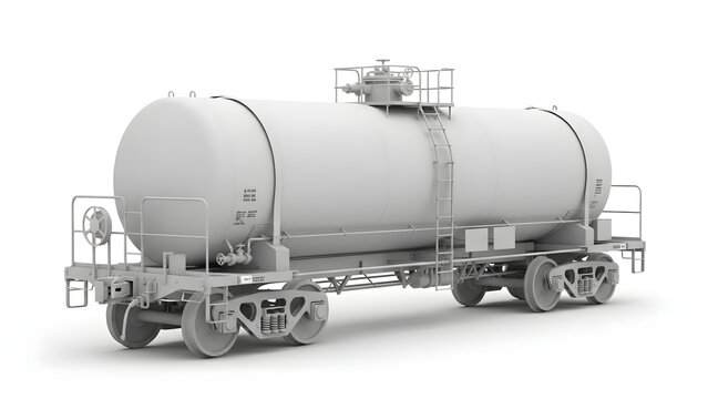A detailed model of a large industrial railcar sits on tracks.