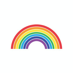 Fototapeta premium A simplified arc of six colorful stripes against a white background