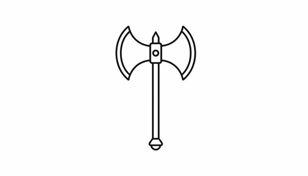 Double-headed battle axe icon, fantasy weapon, medieval weapon, vector illustration