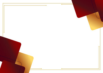 Abstract geometric certificate Background shapes with gold and maroon colors on a white background.