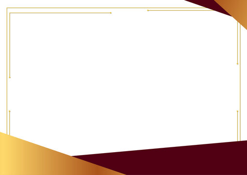 Elegant Golden certificate Background Border with Maroon and Gold Abstract Shapes.