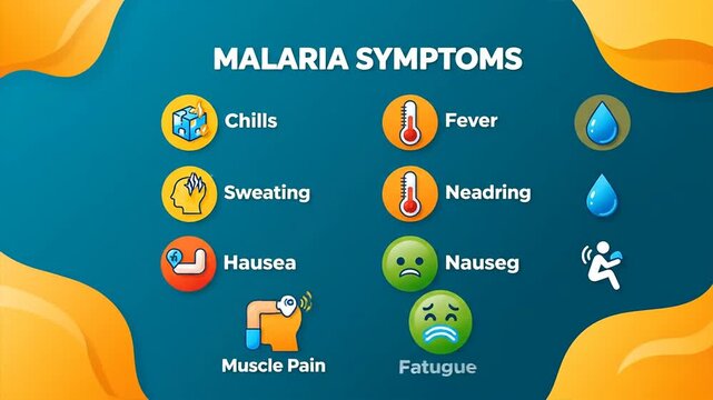 Malaria Symptoms Explained - Chills, Fever, Sweating, Nausea, Muscle Pain, and Fatigue.