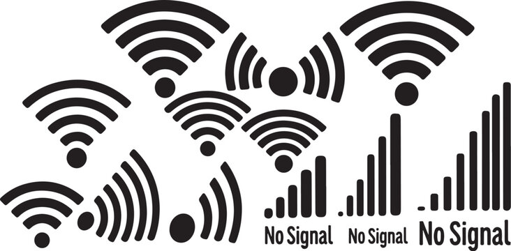 No Signal WiFi Symbols on White Background Graphic
