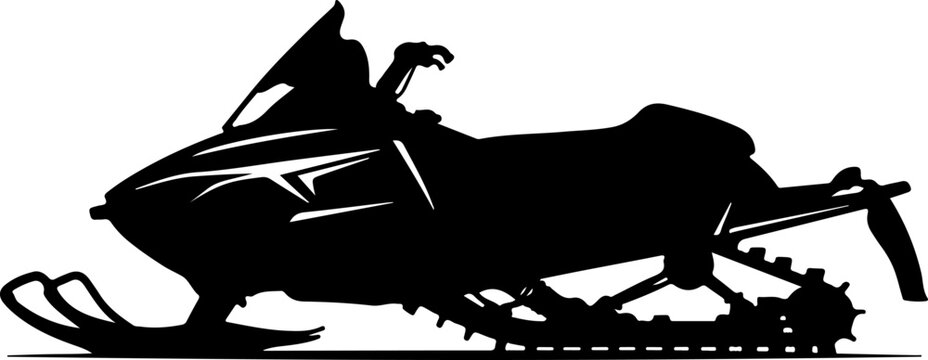 Snowmobile, black silhouette, winter sports vehicle, ski, dozer