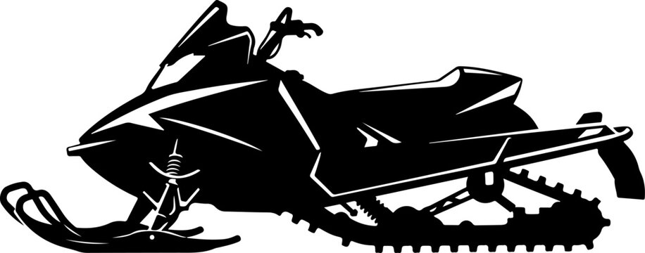 Snowmobile, vector snowmobile icon, black snowmobile silhouette, winter sports vehicle