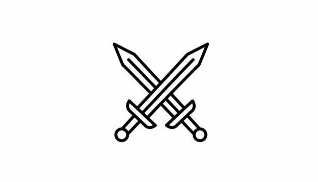 Crossed Swords Icon, Medieval Weapon Symbol, Battle and Conflict Vector