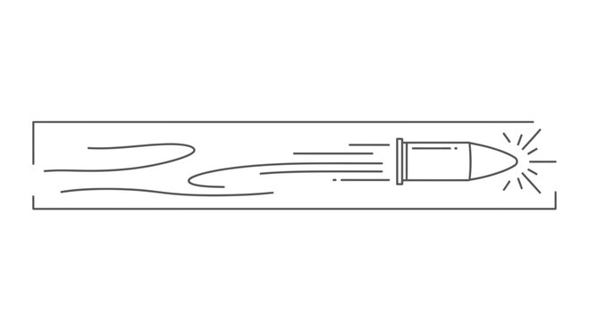 High-speed projectile motion represented in minimalist linear art illustration