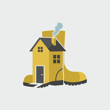 House in a giant rubber boot.