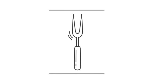 Stylized line art illustration of a two-pronged carving fork for cooking and dining purposes