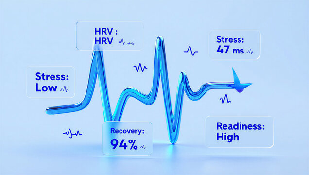 Heart rate variability graph with stress and recovery metrics displayed clearly online