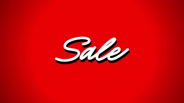 Animated 4K hand drawn script Sale text write-on effect on red background, bold cursive lettering for social media stories and promotions