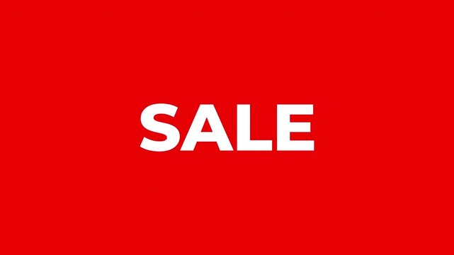 Animated 4K red sale shopping icons pack with bag and price tag on white background, bold flat design for e-commerce and social media promos