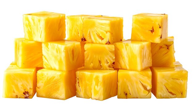 A stack of fresh pineapple chunks