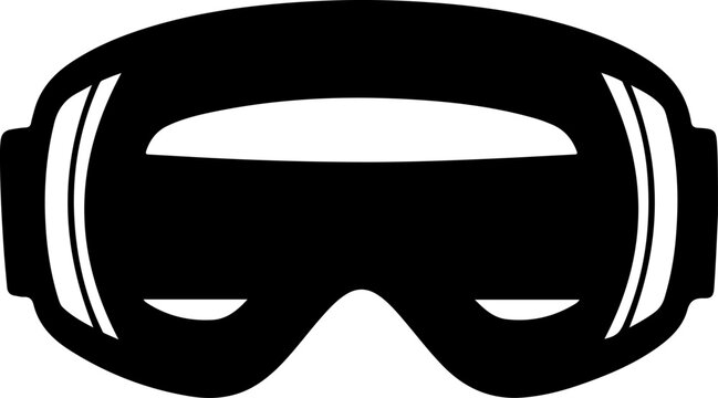 Black goggles, ski goggles, winter sports, protective eyewear, vector icon