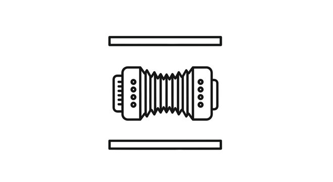 Minimalist black and white graphic depicting a squeezebox instrument for various musical themes