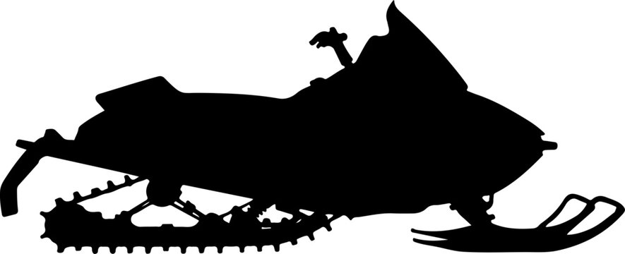 Snowmobile, snow machine, winter sports, vehicle silhouette, black icon