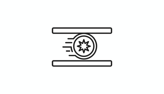 Streamlined processing icon featuring a star between parallel lines, representing efficiency and