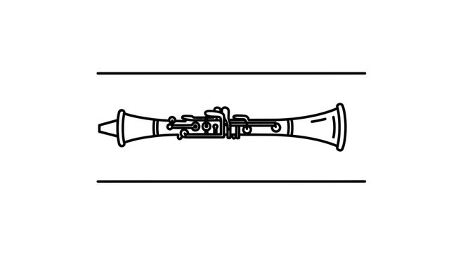 Elegantly drawn vector outline of a sophisticated woodwind instrument for musical themes